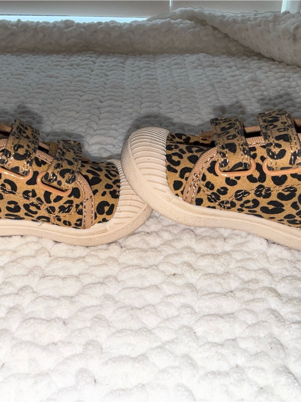 Cat & Jack Leopard Print Velcro Sneakers - Beige & Black